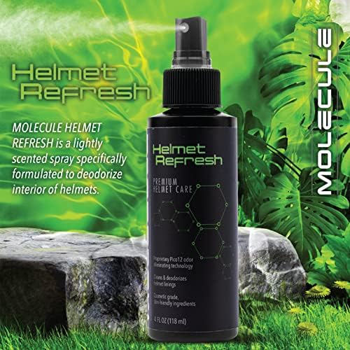 Molecule Helmet Refresh Spray | Premium Helmet Care | Cleans & Deodorizes Helmets, Visors, and Goggles | Signature Fresh Scent | 4 Ounces