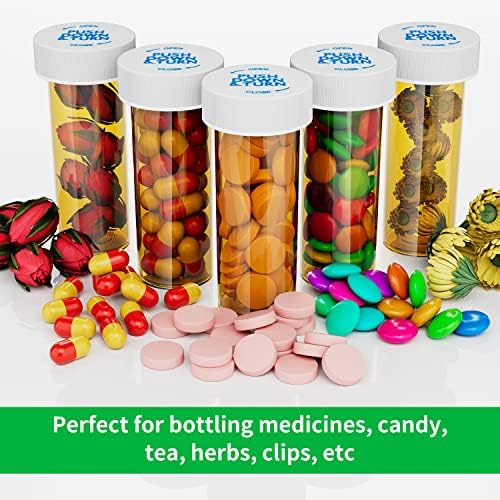 Empty Plastic Medicine Pill Bottles with Child Resistant Caps, 6 Dram Small Prescription Medicine Containers Travel Pill Vials Clear Pill Case Organizers (20 Pack)
