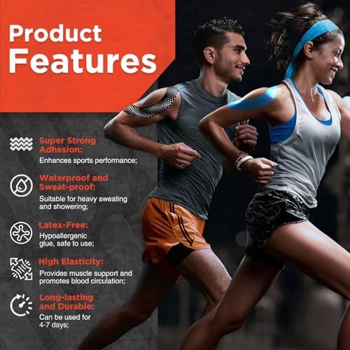 OK TAPE Synthetic Kinesiology Tape Precut Strips, Waterproof Kinesiology Athletic Tape for Joint & Muscle Support, Reflective and Durable Tape, 2in×16.4ft Roll 20PCS | Pink