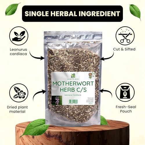 Herb To Body Motherwort Herb Cut & Sifted – 4 oz, Wildcrafted Leonurus Cardiaca for Herbal Tea, Motherwort Tincture, and Natural Wellness Uses