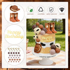 Cowboy Cake Topper - 39 pcs Cowboy Cake Decorations Include Cowboy Hat and Boot Balls for Western Cowboy Birthday Baby Shower Party Decorations