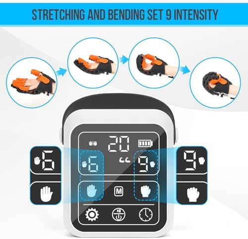 Rehabilitation Robot Gloves, Hand Dysfunction Patient Training Device Stroke Hemiplegia, Finger Exerciser Hand Strengthener Finger Orthosis for Relief Cramps (Right Hand - XL)