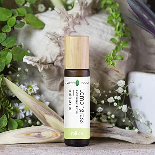 Organic Lemongrass Essential Oil Roll On, Pure Lemongrass Essential Oil Pre-Diluted with Jojoba Oil for Skin Application, Leak-Proof Metal Rollerball, Travel Safe Roll-on (15 mL)