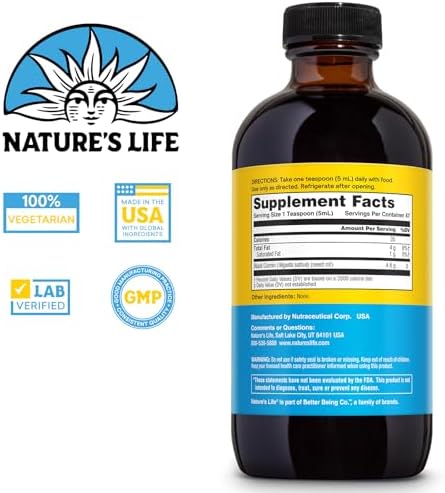 Nature’s Life Black Seed Oil, Cold-Pressed Black Cumin Seed Oil - Joint, Digestive Health, and Immune Support - Lab Verified, 60-Day Money-Back Guarantee - 47 Servings, 8 Fl. Oz.