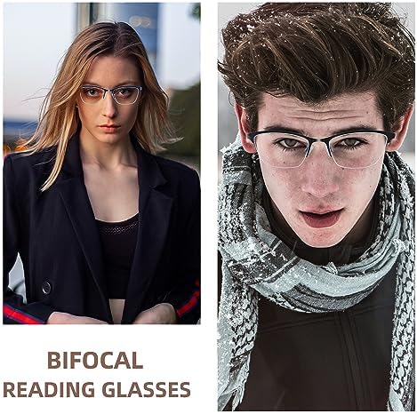 HIYANJN progressive reading glasses for women men No Line Blue Light Multifocal Readers Metal Computer Eyeglasses 3pk