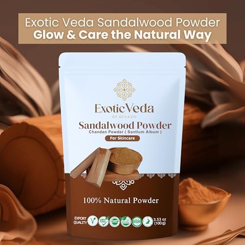 100% Pure Sandalwood Powder (Chandan) – Ayurvedic Face Pack, Mask & Tilak for Glowing Skin, Natural Cleansing & Soothing Powder, 100 g / 3.52 oz