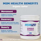 KALA HEALTH MSMPure Coarse MSM Powder Flakes – US-Made MSM for Joint Health, Skin Appearance, and Hair & Nail Support – 1 lb, Organic Sulfur