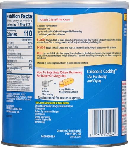 Crisco All-Vegetable Shortening, 48 Ounce (Pack of 2)