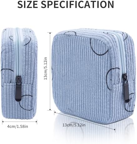 Sanitary Napkin Storage Bag, Corduroy Period Bag for Women, Cute Portable Period Pouch with Zipper, Sanitary Pads Bag Tampons Holder for Purse, First Period