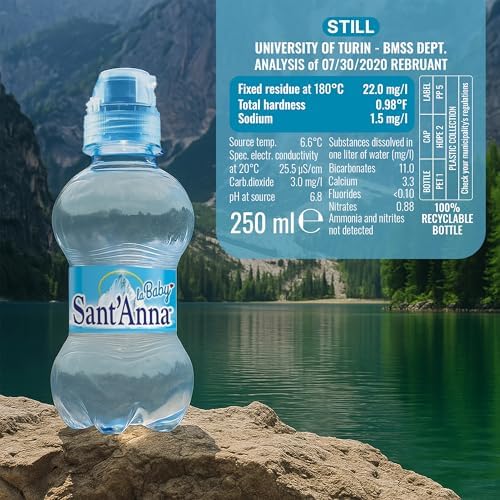 Sant'Anna La Baby Natural Mineral Water, 8.45 Fl Oz (6-Pack) | Pure Italian Alps Mountain-Fresh Drinking Water | Sodium-Free Mineral in BPA-Free Bottles
