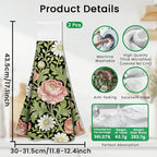 CUTHOLLOW William Morris Floral Hanging Kitchen Towels with Loop, Set of 2 - Soft & Super Absorbent Microfiber Decorative Hanging Dish & Hand Towel, Tea, Coffee Towel for Kitchen Bathroom Oven Handle