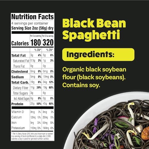Explore Cuisine Organic Black Bean Spaghetti - 2 lbs - Easy-to-Make Pasta - High in Fiber & Plant-Based Protein - Non-GMO, Gluten Free, Vegan