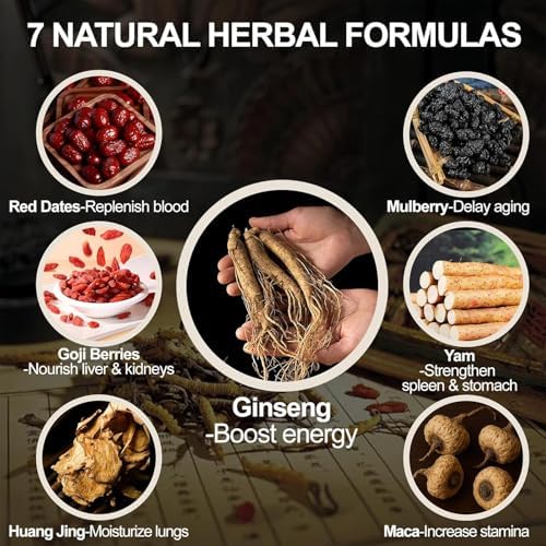 Ginseng Mulberry Herbal Tea, 30 bags Kidney Tea Formula Ginseng Six Treasure Tea, Organic Liver Support & Kidney Cleanse -Healthy Cleansing for Men & Women, Te Para Limpiar Los Riñones (30bag/3boxes)
