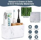 GFWARE Toothbrush Holders for Bathrooms, 5 Slots Bamboo Toothbrush Holder Kids Electric Toothbrush Holder and Toothpaste Holder for Bathroom Countertop Accessories Storage, Marble Toothbrush Organizer