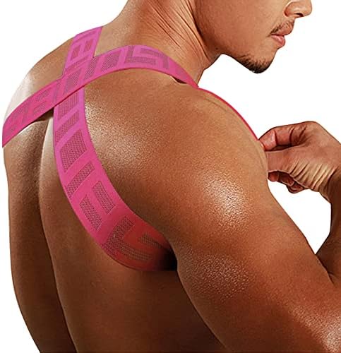 Cool Belts for Men Mens Chest Harness Belt Elastic Shoulder Body Strap Cosplay Costume Belt for Men (Hot Pink, One Size)