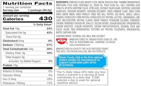 Nissin Hot & Spicy Ramen Noodle Soup, Chicken, 3.32 Ounce (Pack of 6)