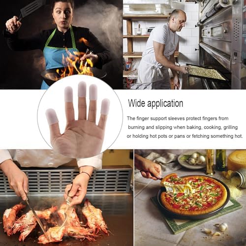 5PCS Silicone Finger Protector, Anti Burn Flexible Thumbs Cover Fingertip Gloves for Heat Cooking Baking Barbecue Sewing Cutting