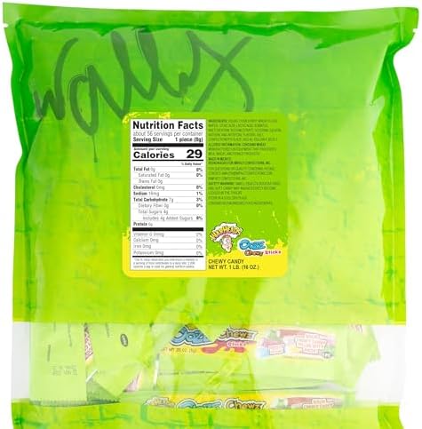 WARHEADS - Sour Ooze Chewz Sticks - Individually Wrapped, Chewy Candy with Sour Filling - Mango, Strawberry, Green Apple, Black Cherry, Watermelon & Blue Raspberry Flavors - 1 lb. Bulk Bag