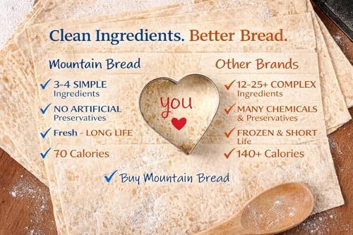 Mountain Bread Spelt Wraps 3 Simple Ingredients Wheat Free Option (Contains Gluten) Paper-Thin Flatbread 3 Pack (24 Wraps) 70 Calories per Wrap