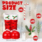 Vesici 25 Inch Christmas Santa Boots with Christmas Tree Artificial Xmas Tree Santa Boots Plant with Lights Berries Candy Cane Centerpiece Decoration for Home Office Porch Yard Indoor Holiday Decor