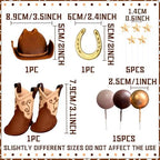 JeVenis Luxury Cowboy Rodeo Cake Topper Cowboy Western Cake Decorations Cowboy Hat Birthday Cake Topper Palm Leaves Cake Topper Cow Balls Cake Topper
