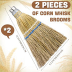 Suclain 4 Pcs 12 Inch Whisk Broom Hand Held Mini Corn Straw Whisk Broom Short Handle with Metal Hanger Halloween for Multi Surface Sweeping Small Hand Brush for Outdoor Car Porch Debris Dust Dirt