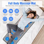 Full Body Massage Mat with Heat,Electric Massage Pad with Shiatsu Neck Back Massage Pillow,Massage Mattress Chair Pad W/ 10 Vibration Motors 3 Heating Levels for Neck,Back&Full Body Pain Relief