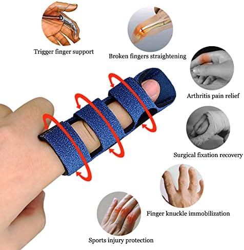 Upgraded Finger Splints (4Pcs), Trigger Finger Splint Finger Brace with 3 Fixing Strap for Mallet Finger, Broken Finger Protector, Knuckle Immobilization, Straightening Support, Arthritis Pain Relief