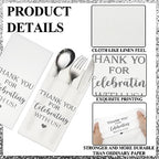 Fuutreo 100 Pcs Wedding Linen Feel Napkins Pocket Disposable Flatware Airlaid Paper Absorbent Dinner Napkins for Wedding Shower Engagement Party Decorations(Silver)