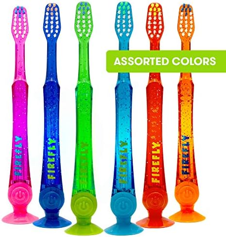 Firefly Light-Up Timer Kids Toothbrush with Suction Cup, Soft - 2 Count (Pack of 1), Assorted