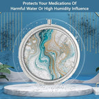 Pill Box 3 Compartment Medicine Pill Case,Portable for Pocket or Purse Pill Boxes Decorative Metal Medicine Vitamin Organizer Unique Gift(Green Marbling)