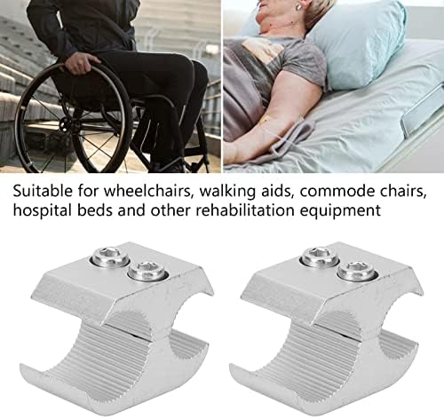 2PCS Aluminum Alloy Cane Holder for Walker, Rollator Walker Cane Holder Wheelchair Pipe Holder Clamp Joint Connector Accessories for Walking Aids