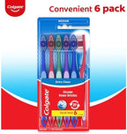 Colgate Extra Clean Toothbrush, Medium Toothbrush for Adults, 6 Pack