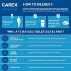 Carex Toilet Seat Riser, 5.5 Inch, Toilet Seat Risers for Seniors, Raised Toilet Seat, Supports 300lbs, Slip-Resistant, Toilet Riser, Elevated Toilet Seats