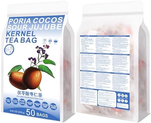 Poria Cocos Sour Jujube Kernel Tea Bag 8.81oz (5g*50bags) 250g 茯苓酸枣仁茶 Good Night Tea Sour Jujube Seed Lily Poria Mulberry Malt Jujube Goji Berry Gardenia Combine Tea Bags