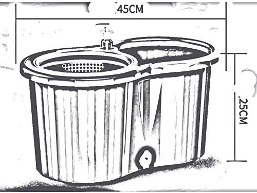 Rotating mop Automatic Drying Hand wash Free Wet and Dry Double Drive Plus Thick Mop Bucket, 4 Colors 5 mop Heads(Color:Black)
