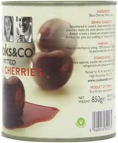 Cooks & Co Pitted Black Cherries in Syrup 850 g (Pack of 6)