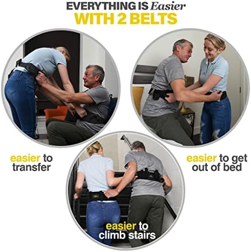 Medical king Gait Belt with 6 Handles Transfer Belt Fle to Unlock - 50" Holds up 500 LBS - or Lifting Seniors - Great Lift Belt for Elderly, Therapy, Handicap etc. Walking & Standing - Easy Buck
