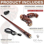 Elegant 36-Inch Designer Walking Stick – Premium Carved Solid Wood Cane with Ergonomic Comfort Handle, Luxury Handmade Fashion Accessory for Men & Women