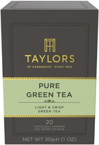 Taylors of Harrogate Pure Green Tea, Individually Wrapped Bags, 20 Count (Pack of 1), Delicate, Mellow and Crisp, Caffeinated, Enjoy Hot or Iced, 20 Teabags