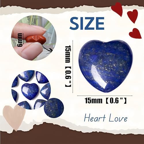 20PCS Lapis Lazuli Stone Crystal Heart Shaped Stones Polished Healing Crystals Natural Cute Pocket Trinket Gemstone Reiki Wholesale Set Balancing Meditation Mothers Day Bulk Gifts for Women
