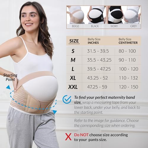 NeoTech Care Pregnancy Belly Band Maternity Belt, Back/Abdomen/Waist/Pelvis Support (Size XXL, Beige Color)