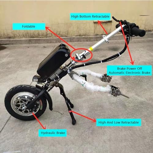 Electric Handcycle Wheelchair Attachment, 500W Electric Wheelchair Conversion Kit, with LCD Display, 48v 17ah Battery, Wheelchair Pulling Devices,A