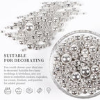 Pearls for Cake Decorating, Silver Pearl Sprinkles, Silver Metallic Sprinkles for Cake Decoration, Perfect for Cupcakes, Macaron, Cookies, Waffles, and Ice Cream Topping.120g(4.23oz)