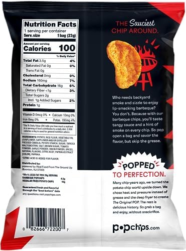 popchips - 226515 PopChips, BBQ Potato Chips, 0.8 Oz (Pack of 24)