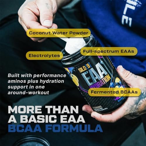 HOSSTILE SILO[9] EAA + Hydration Powder – Essential Amino Acids with Electrolytes, EAA BCAA Intra Workout Powder & Post Workout Recovery, Blueberry Lemonade, 30 Servings