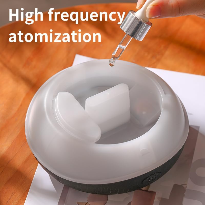 ‌Flame Aroma Diffuser & Humidifier - 7 Color Mood Light, Noiseless, Auto Shut Off, 200mL Capacity, Disc-shaped