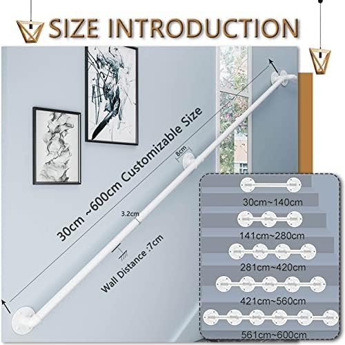 White Handrail for Stairs Wrought Iron, Stairs Banister Handrail, Stairway Railing for Indoors Outdoors Grab Rail, Wall Mounted Handrails Railings, Bar Foot Rail (Size : 6 FT)