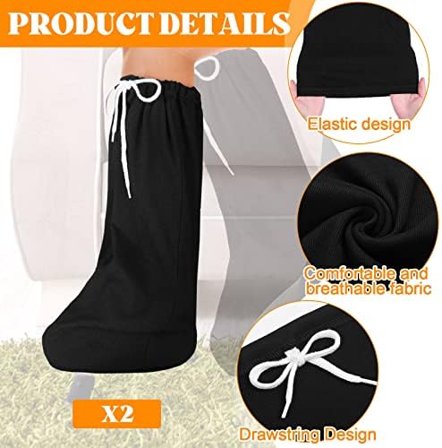 2 Pcs Cast Sock for Leg Foot Cover Below Knee Sleeve Adjustable Drawstring Cast Wound Protector for Men Women Foot Leg Ankle(21.26 x 11.02 in,Black)