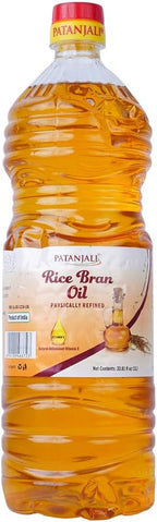 Patanjali Rice Bran Oil, 1 Liter (33.82 fl oz) – Refined Cooking Oil for Everyday Indian & Asian Cooking, Neutral Flavor